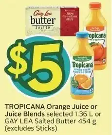 Sobeys Tropicana orange juice or juice blends offer