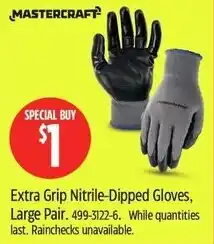 Canadian Tire Mastercraft extra grip nitrile-dipped gloves offer