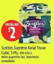 Canadian Tire Scotties Supreme Facial Tissue Cube offer