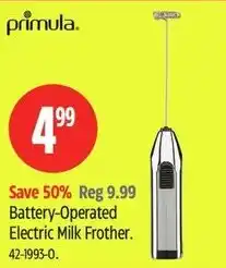 Canadian Tire Primula battery-operated electric milk frother offer