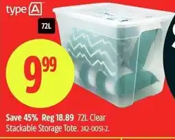 Canadian Tire Type A clear stackable storage tote offer