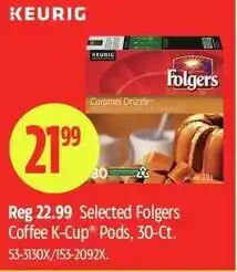 Canadian Tire Keurig selected folgers coffee k-cups offer
