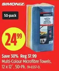 Canadian Tire Simoniz multi-colour microfibre towels offer