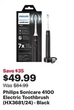 Best Buy Philips Sonicare 4100 Electric Toothbrush (HX3681/24) - Black offer