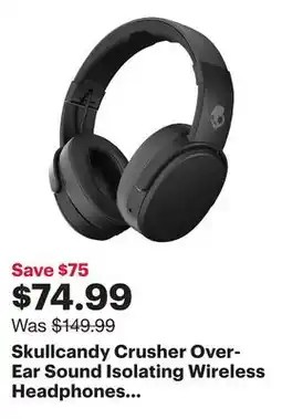 Best Buy Skullcandy Crusher Over-Ear Sound Isolating Wireless Headphones with Mic - Black - Only at Best Buy offer