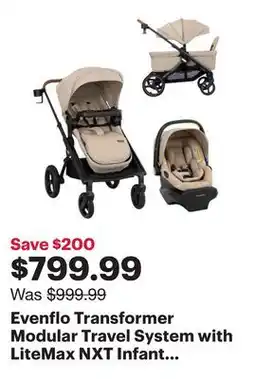 Best Buy Evenflo Transformer Modular Travel System with LiteMax NXT Infant Car Seat - Beige offer