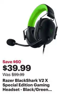 Best Buy Razer BlackShark V2 X Special Edition Gaming Headset - Black/Green - Only at Best Buy offer