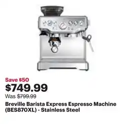 Best Buy Breville Barista Express Espresso Machine (BES870XL) - Stainless Steel offer