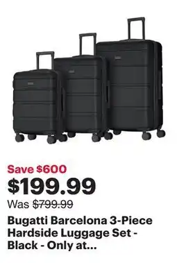 Best Buy Bugatti Barcelona 3-Piece Hardside Luggage Set - Black - Only at Best Buy offer