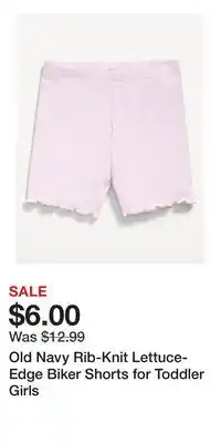 Old Navy Old Navy Rib-Knit Lettuce-Edge Biker Shorts for Toddler Girls offer