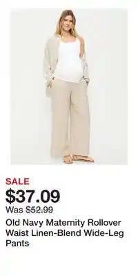 Old Navy Old Navy Maternity Rollover Waist Linen-Blend Wide-Leg Pants offer