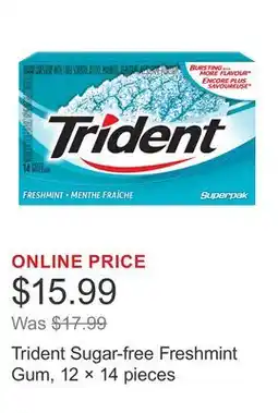 Costco Trident Sugar-free Freshmint Gum, 12 × 14 pieces offer
