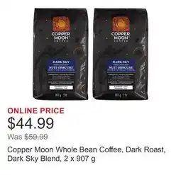 Costco Copper Moon Whole Bean Coffee, Dark Roast, Dark Sky Blend offer