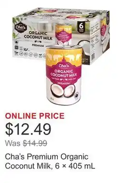 Costco Cha's Premium Organic Coconut Milk, 6 × offer