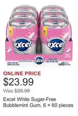 Costco Excel White Sugar-Free Bubblemint Gum, 6 × 60 pieces offer