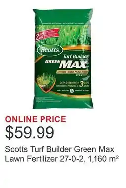 Costco Scotts Turf Builder Green Max Lawn Fertilizer 27-0-2, 1,160 m² offer