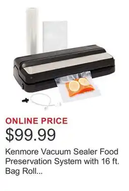 Costco Kenmore Vacuum Sealer Food Preservation System with 16 ft. Bag Roll & Bags offer