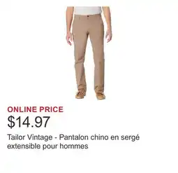 Costco Tailor Vintage - Pantalon chino en sergé extensible pour hommes offer