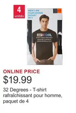 Costco 32 Degrees - T-shirt rafraîchissant pour homme, paquet de 4 offer