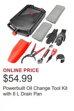 Costco Powerbuilt Oil Change Tool Kit with 8 L Drain Pan offer