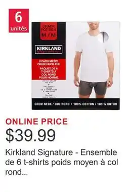 Costco Kirkland Signature - Ensemble de 6 t-shirts poids moyen à col rond pour homme offer