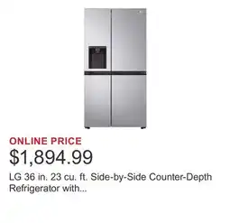 Costco LG 36 in. 23 cu. ft. Side-by-Side Counter-Depth Refrigerator with Ice and Water Dispenser offer