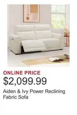 Costco Aiden & Ivy Power Reclining Fabric Sofa offer