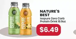 Healthy Planet NATURE'S BEST Isopure Zero Carb Protein Drink offer