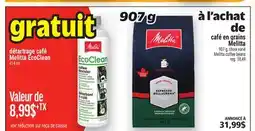 Metro GRATUIT DÉTARTRAGE CAFÉ MELITTA ECOCLEAN offer