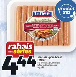 Metro SAUCISSES PORC-BOEUF LAFLEUR | LAFLEUR PORK-BEEF SAUSAGES offer