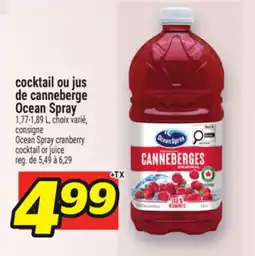 Metro COCKTAIL OU JUS DE CANNEBERGE OCEAN SPRAY | OCEAN SPRAY CRANBERRY COCKTAIL OR JUICE offer