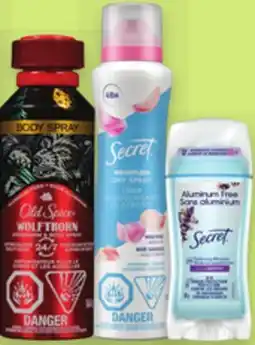 Proxim SECRET, OLD SPICE Selected deodorants or anti-perspirants offer