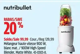 Canadian Tire Nutribullet 900W High-Speed Blender, Matte White offer