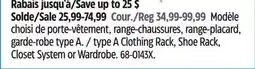 Canadian Tire type A Clothing Rack, Shoe Rack, Closet System or Wardrobe offer
