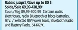 Canadian Tire Bosch Selected 18V Power Tools, Bluetooth Radio and Battery Packs offer