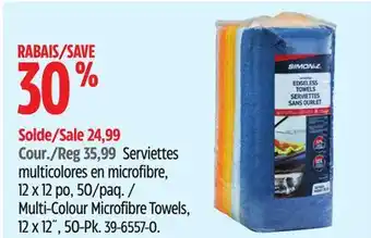 Canadian Tire Multi-Colour Microfibre Towels, 12 x 12˝, 50-Pk offer