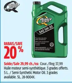 Canadian Tire Quaker State Semi-Synthetic Motor Oil offer