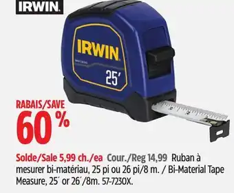 Canadian Tire IRWIN Bi-Material Tape Measure offer