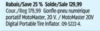 Canadian Tire Motomaster 20V Digital Portable Tire Inflator offer