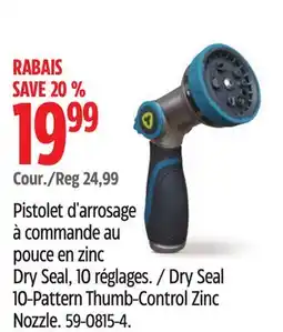 Canadian Tire Yardworks Dry Seal 10-Pattern Thumb-Control Zinc Nozzle offer
