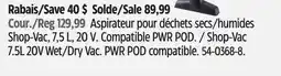 Canadian Tire Shop-Vac 7.5L 20V Wet/Dry Vac offer