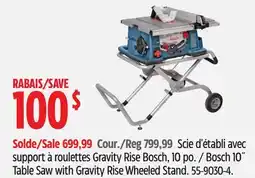 Canadian Tire Bosch 10˝ Table Saw with Gravity Rise Wheeled Stand offer