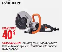 Canadian Tire Evolution 9˝ Concrete Saw with Diamond Blade offer