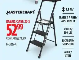 Canadian Tire Mastercraft 3-Step Ladder Heavy-Duty Metal/Plastic Folding Step Stool offer