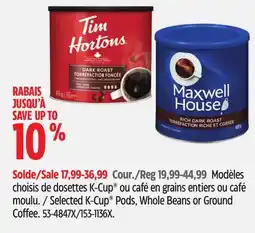 Canadian Tire Keurig Selected K-Cup Pods, Whole Beans or Ground Coffee offer