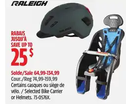 Canadian Tire Raleigh Selected Bike Carrier or Helmets offer