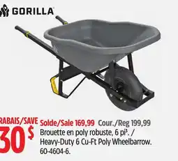 Canadian Tire Gorilla Heavy-Duty 6 Cu-Ft Poly Wheelbarrow offer