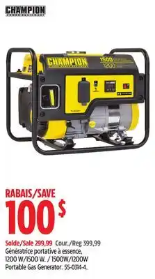 Canadian Tire Champion 1500W/1200W Portable Gas Generator offer