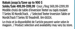 Canadian Tire Selected Teeter Inversion Table or NordicTrack T Series 10 Treadmill offer