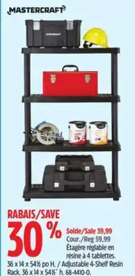 Canadian Tire Mastercraft Adjustable 4-Shelf Resin Rack offer